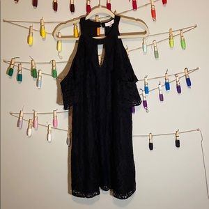 Black lace off the shoulder dress